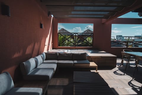 Deluxe Apartment, Pool View | Terrace/patio