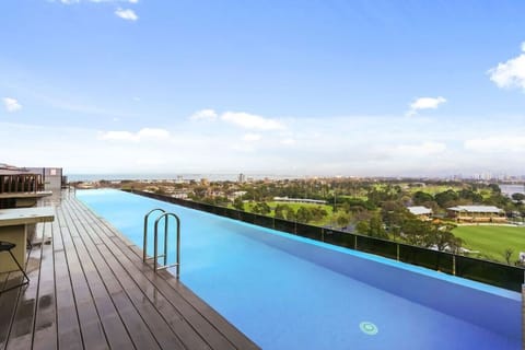 Take a dip with one of Melbourne`s most spectacular views — the CBD skyline, Albert Park Lake, and a cricket oval all at once.