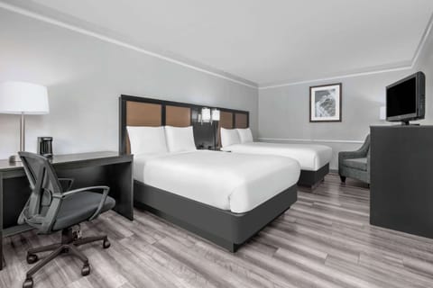 Room, 2 Double Beds, Accessible, Non Smoking (Mobility/Hearing Impaired Accessible) | Pillowtop beds, desk, blackout drapes, iron/ironing board