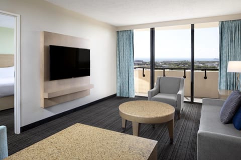 55-inch flat-screen TV with cable channels, TV, pay movies
