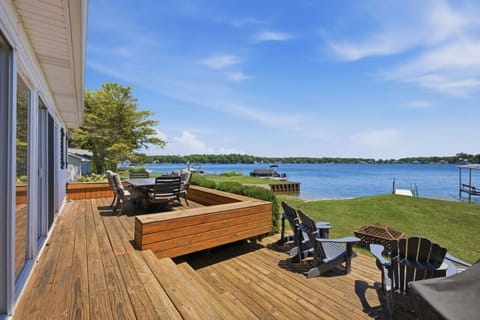 Round Lake views from the deck above private beach and dock
