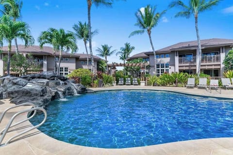 Refreshing pool in a tropical setting