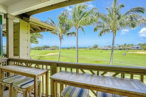 Relax outside on your furnished balcony with a drink in hand and cast your eyes across the fairway of the Kiahuna Golf Club to the blue ocean waters beyond while watching the beautiful sunset. 