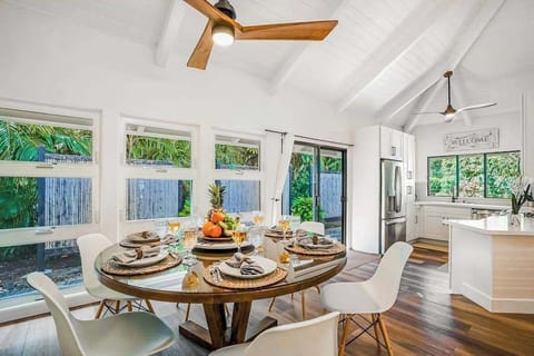 Dining room table with seating for four.