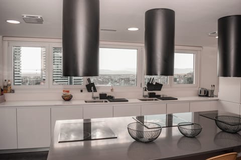 Full-size fridge, microwave, oven, stovetop