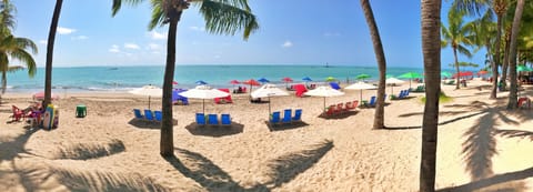 On the beach, white sand