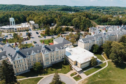 Peaceful surroundings with expansive green spaces