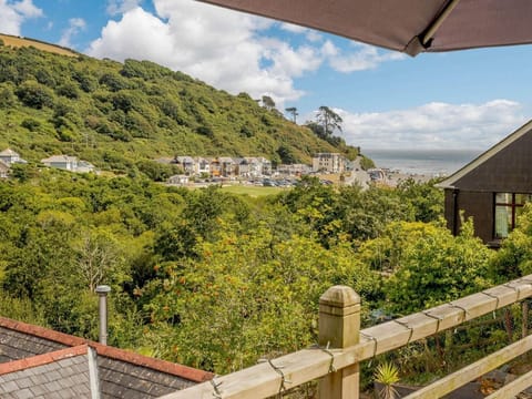 View from raised decking and outdoor dining area