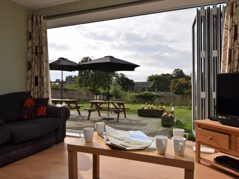 Looking out toward the Castle from the lounge patio doors