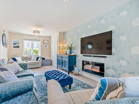 Flame effect electric fire with mood lighting and Smart TV