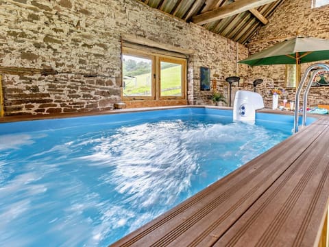Heated indoor swimming pool with resistance machine is available from April to October