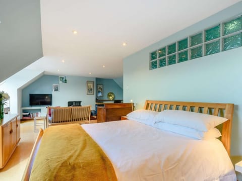 Spacious open-plan double with lounge area and wood burner 