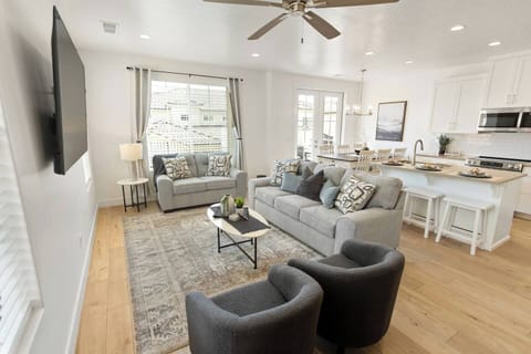 The open-concept living space allows the whole crew to stay comfy & connected.