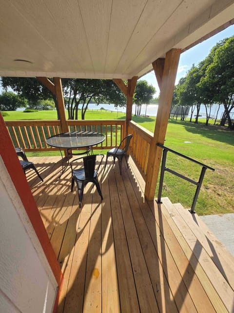 Comfortable porch looking out over lake