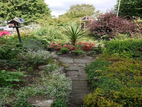 Back garden area is filled with a vast array of plants and flowers, the perfect place to sit and relax