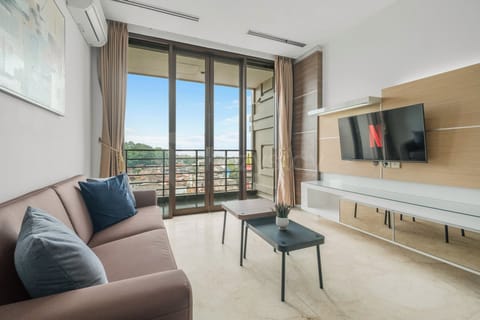 Apartment, 2 Bedrooms, City View | Living area | 43-inch Smart TV with cable channels, Netflix, streaming services