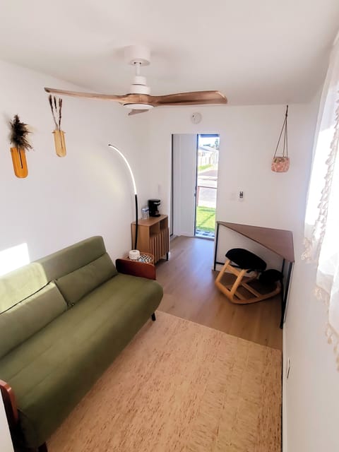 This is the entire space & the only room (other than the bathroom). The couch fo
