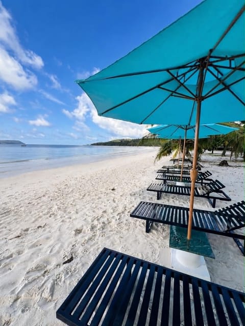 On the beach, white sand