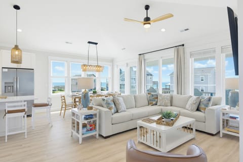 Open and airy living room with beautiful ocean views.
