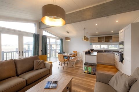 Living room, dining and kitchen area