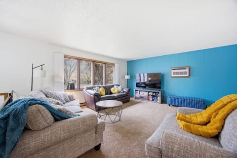 Living room with 65 in smart TV