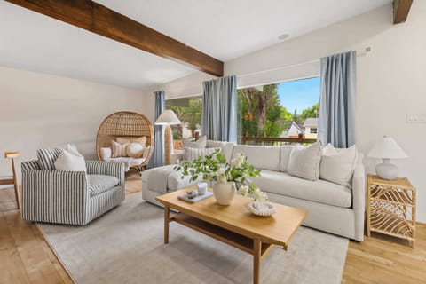 Bright living room with cozy seating