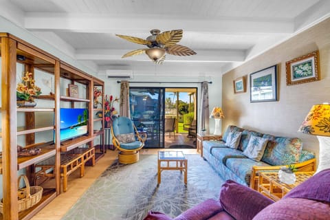 Spacious living room with plenty of seating.