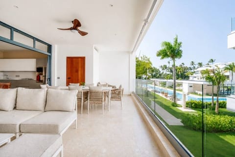 Enjoy pool views from the oversized balcony, with plenty of space to dine, lounge, and unwind.