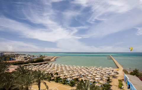 Private beach, beach umbrellas, beach towels, scuba diving