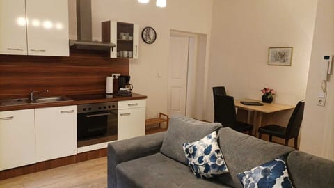 Standard Apartment, Kitchen, Garden View | Private kitchen | Full-size fridge, microwave, stovetop, dishwasher