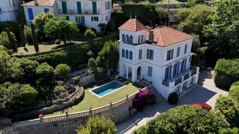 Aerial view — symmetrical 1892 façade and belvedere tower