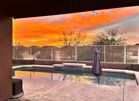 Exquisite sunrise and private pool with a fully fenced yard