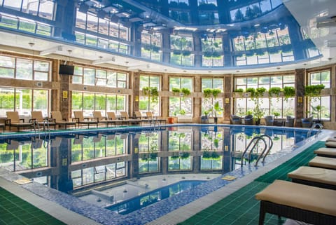 Indoor pool, sun loungers