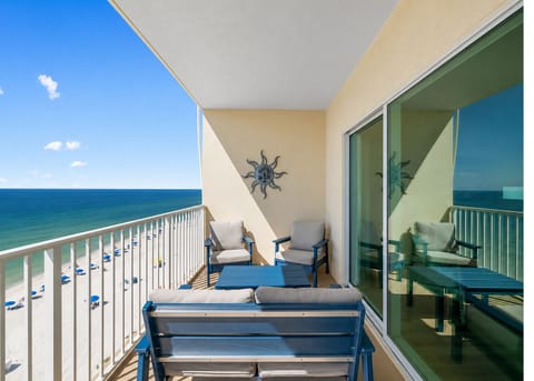 Comfortable seating on the balcony!  It's like having a second living room!
