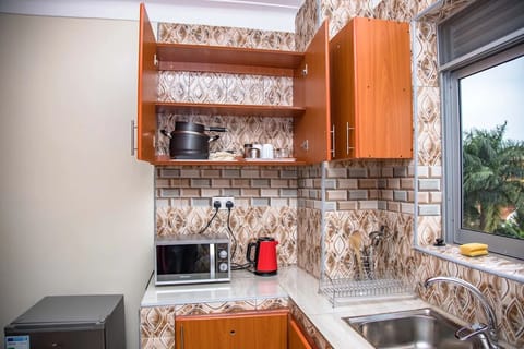 Apartment, Balcony, City View | Private kitchen | Fridge, microwave, oven, cookware/dishes/utensils
