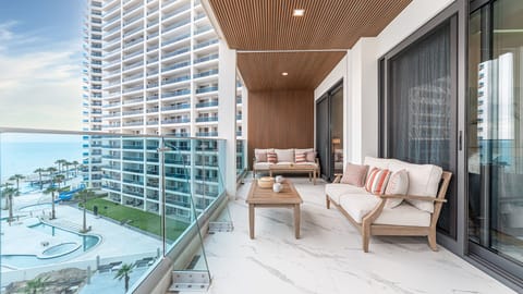 Expansive terrace furnished with comfortable outdoor seating