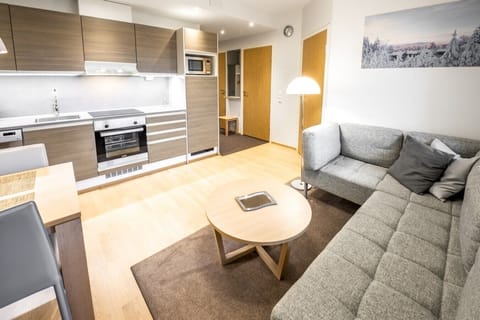 Living room with open kitchen