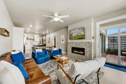 The living room is where everyone can reconnect after a day exploring Egg Harbor.