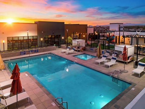 Resort pool and spa with breathtaking sunset views.