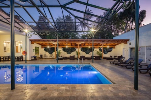 Indoor pool, outdoor pool, open 9:00 AM to 7:00 PM, sun loungers