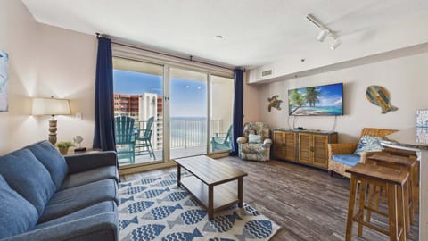 Open concept living with a stylish living area and sleeper sofa for sleeping accommodations (sleeps 2)