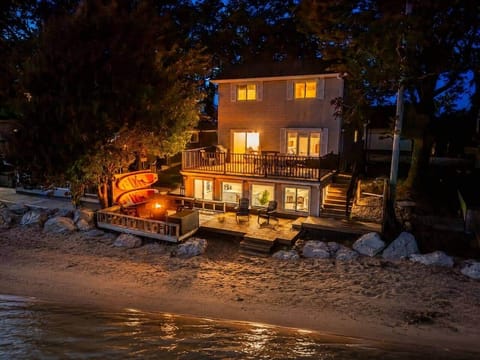 Twilight views of your private beachfront retreat on Lake Erie