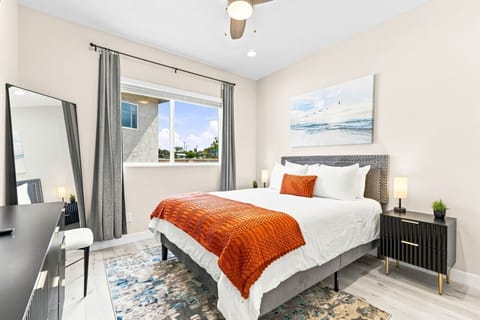 A cozy bedroom to help you recharge.