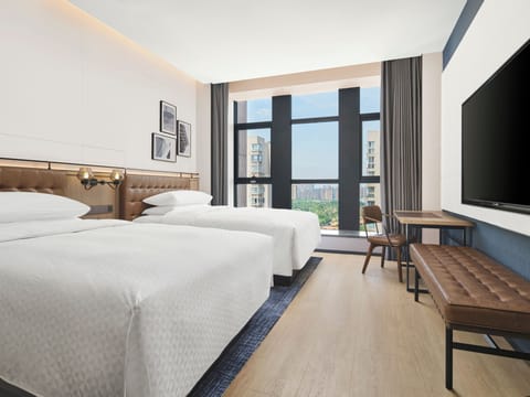 Room, 2 Double Beds (View) | Premium bedding, pillowtop beds, minibar (free items), in-room safe