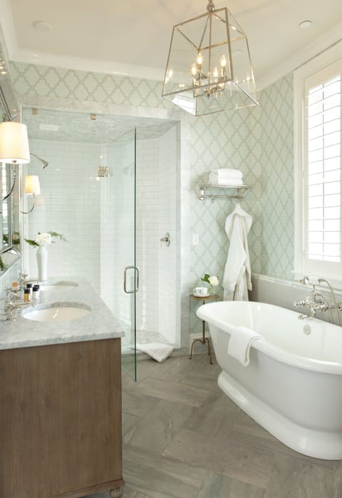 Designer toiletries, hair dryer, bathrobes, towels