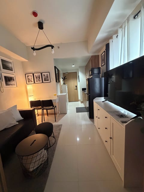Spacious living room with smart TV