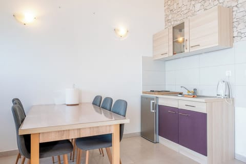 Apartment (A1) | Private kitchen | Fridge, oven, stovetop, electric kettle