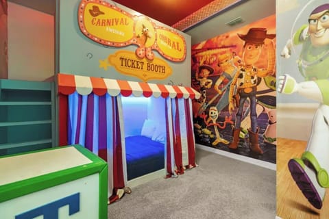 Carnival-themed kids' playroom.