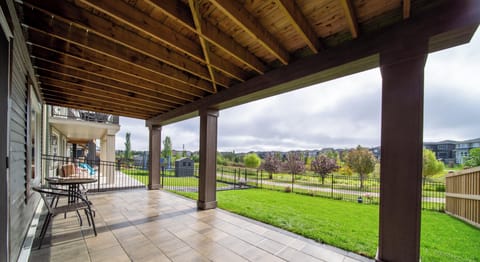 Covered patio opens to your own private backyard