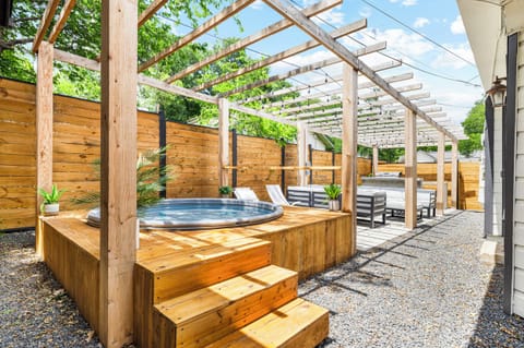 Refresh in the cowboy pool, then unwind in the hot tub.